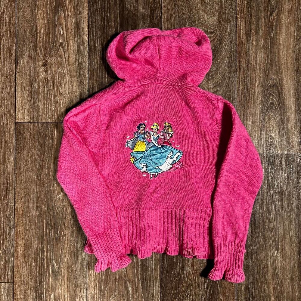 Disney Princess Y2K Pink Knit Zip-Up Hoodie y2k 90s